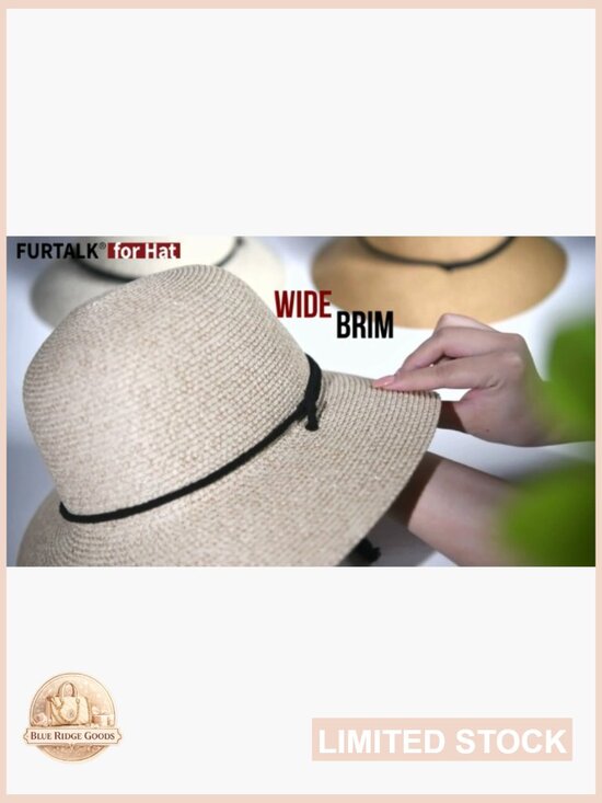 Wide Brim Sun Hat with Adjustable Wind Lanyard UPF 80+ Summer Travel